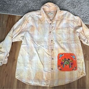 Eddie Bauer Orange and Cream Plaid Shirt | VINTAGE look | UNIQUE